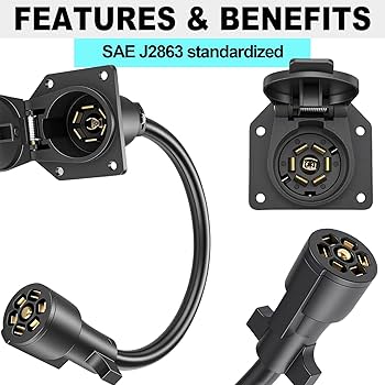 CXTM 7 Way Trailer Extension Cable(1FT), 7 Pin Trailer